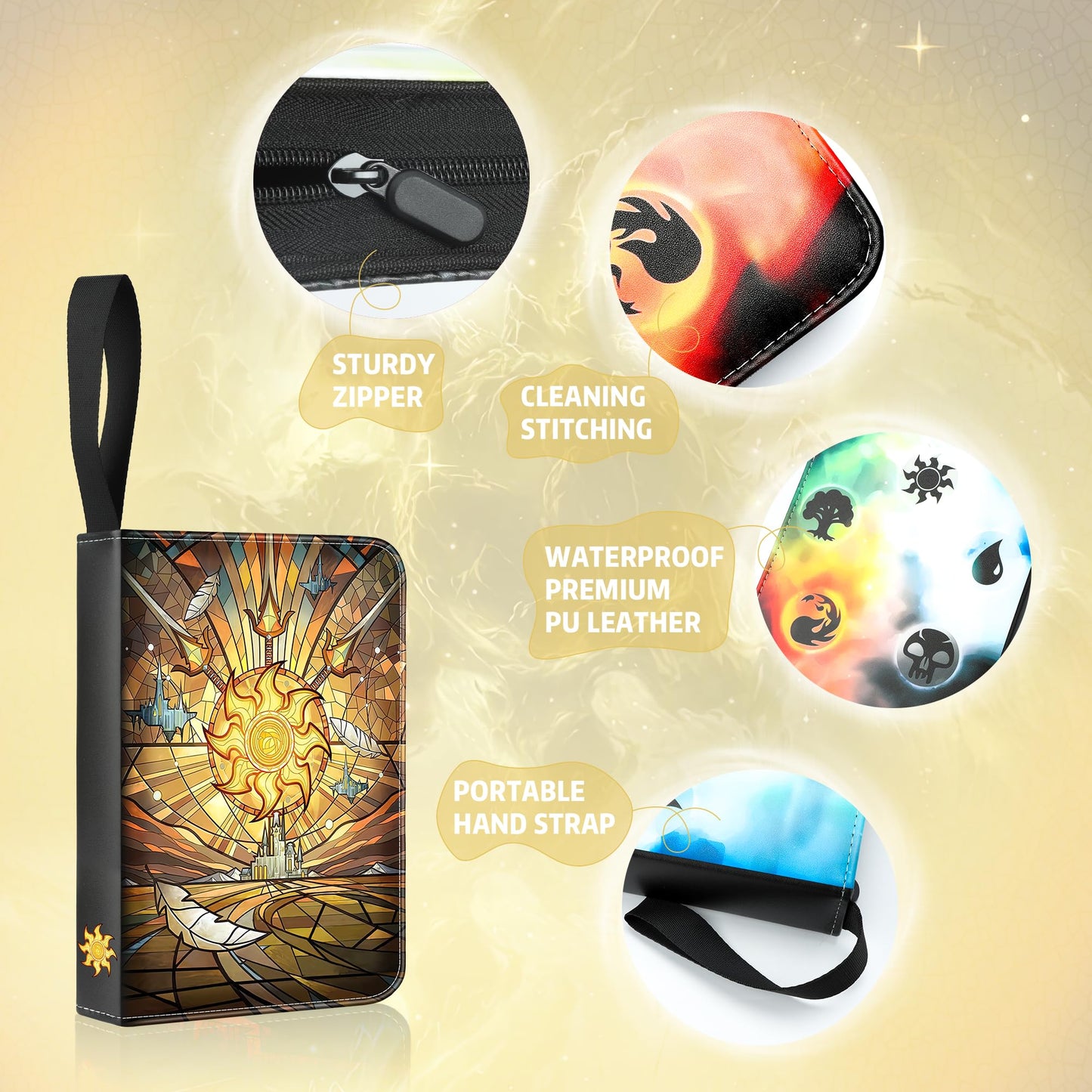 TCGUARD Trading Card Binder for MTG/YGO/PTCG/Game Cards  Holds 900 Cards enhanced Collector Card Album for Standard Cards Toys Gifts for Kids (9 Pocket  Yellow)