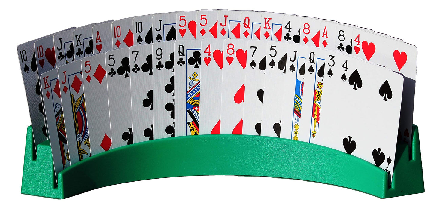 Twin Tier Premier Playing Card Holder (Set Of 2) - Holds Up To 32 Playing Cards Easily - 12 1/2' X 4 1/2' X 2 1/4' - Stack For Storage - Made In The Usa (Green)