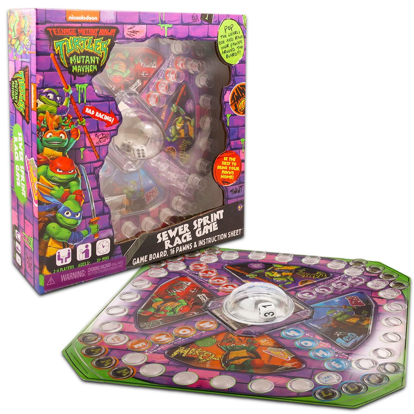 Teenage Mutant Ninja Turtles Pop Up Board Game - Bundle with TMNT Board Game for Kids with Pop Up Dice Plus Stickers  More | Teenage Mutant Ninja Turtles Games for Birthday Party