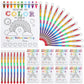 Weekgrat 24 Pcs Valentines Day Kids Gift Sets DIY Valentines Coloring Greeting Card 10 Color Stackable Crayon Valentines School