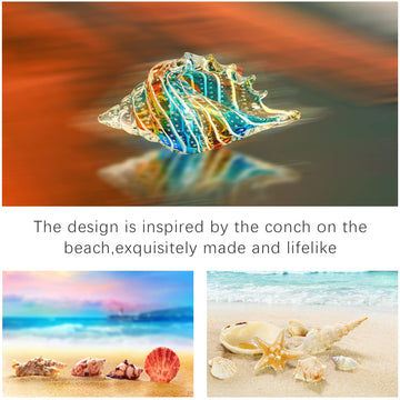 Qfkris 10' Blown Glass Conch Shell Figurines Collectible Crystal Glass Art Seashell Sculpture Paperweight For Centerpiece Decoration