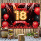 Happy 18Th Birthday Banner Backdrop Red And Black 18 Years Old Background Bday Decorations For Girls Boys Photography Party Supplies Glitter