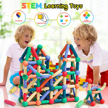 Urec 64Pcs Magnetic Building Blocks, Montessori Magnet Toys For Toddlers, Stem Learning Toys For Boys And Girls, Creativity Kids Games, Abs Material, Non-Toxic, Ages 3+, Mgb-64