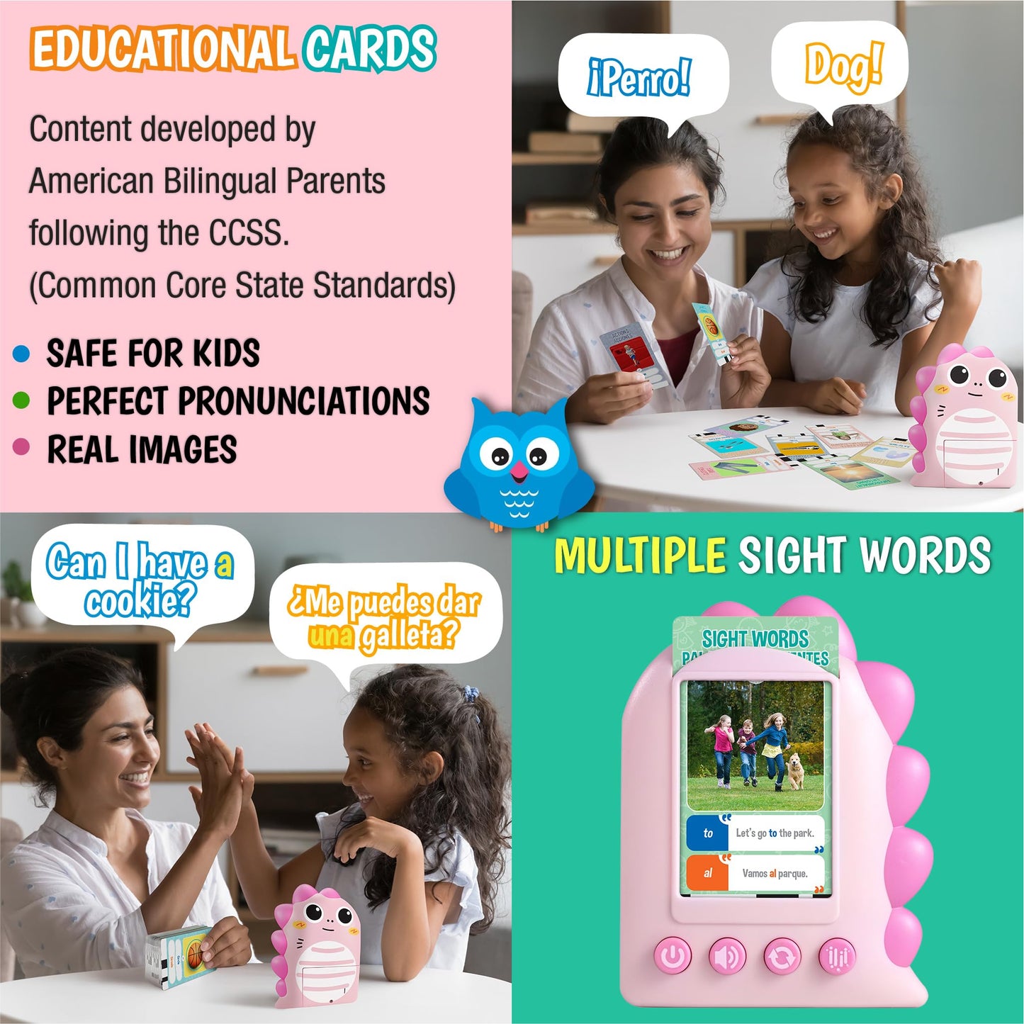 Gufino – Spanish English Bilingual Flashcards For Toddlers 3-5 Years – Montessori Toys For 3+ Year Old, Preschool Supplies Learning Resources – Juguetes Para Niñas De 3 Años O Mayores. Pink