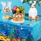 Tiamon 3 Pack Sea Party Tablecloth Ocean Animals Table Cover Underwater Creatures Ocean Sea Life Tablecloth for Kids Ocean Birth