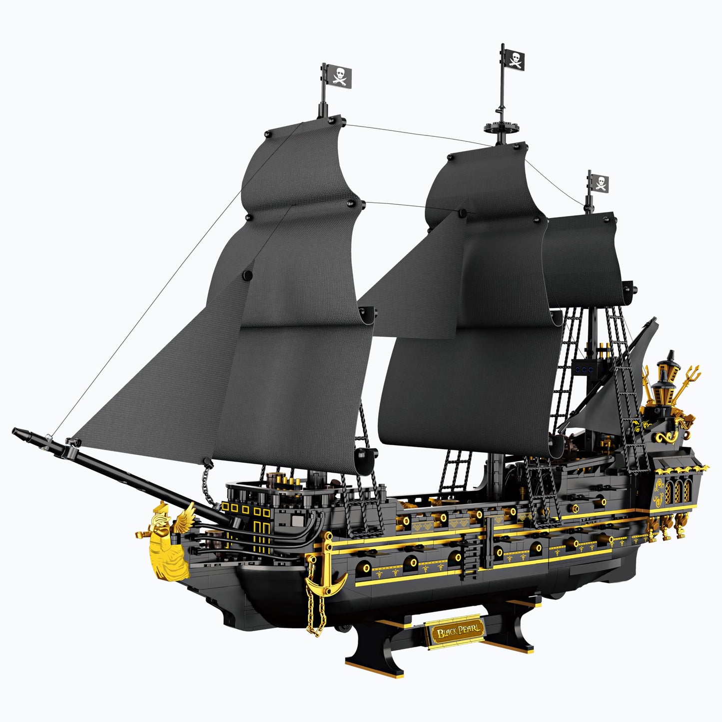 SEMKY Pirate Series Black Devil Pirate Ship MOC Building Blocks and Engineering Toy(2076 Pieces)  Pirate Ship for Kid and Fan