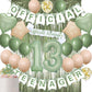 Sage Green 13th Birthday Decorations Kit - Official Teenager Banner, Cake Topper, Green Balloons, Party Supplies for 13 Years Ol