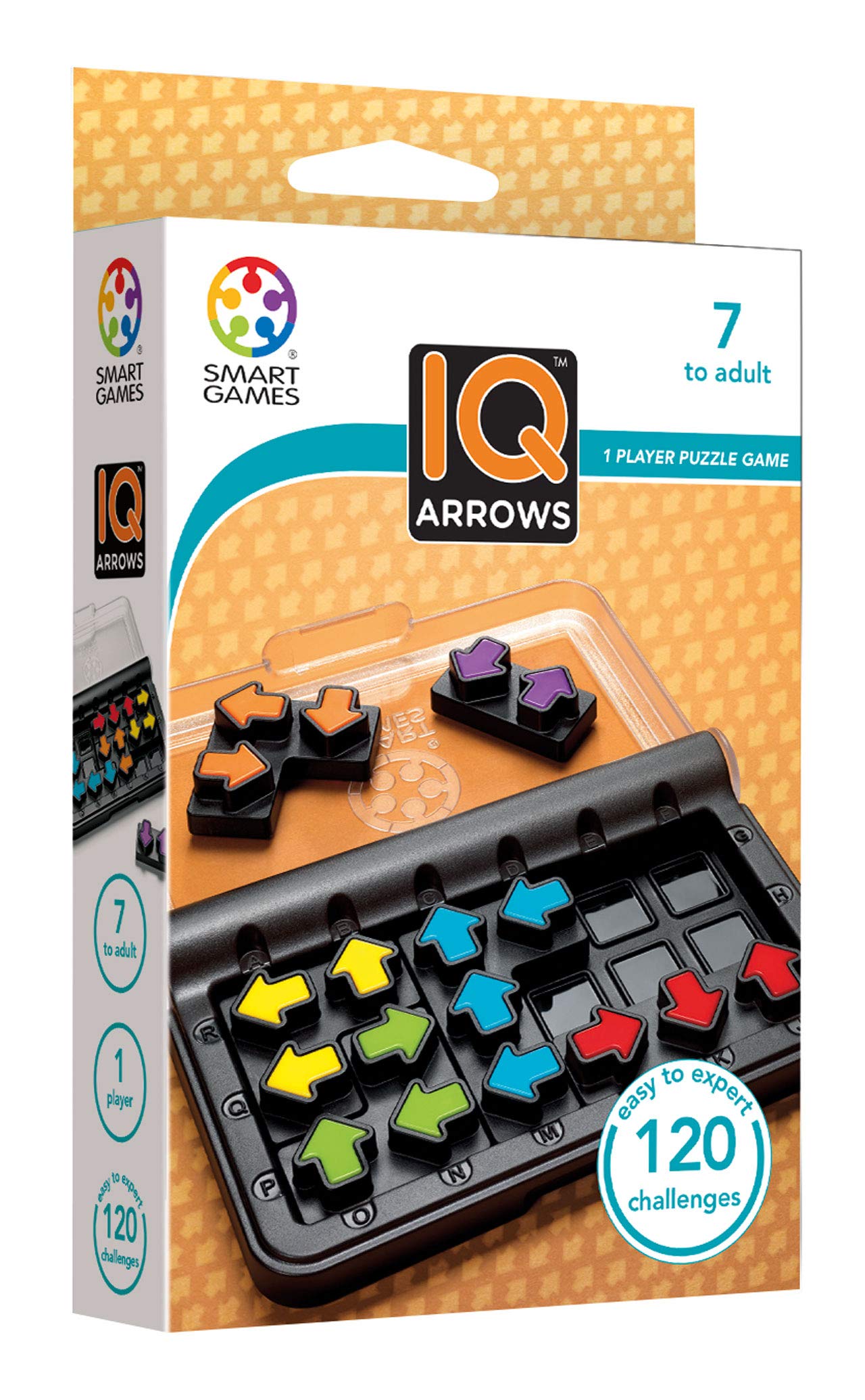 SmartGames IQ Arrows | Boost Planning and Problem Solving Skills | 120 Challenges from Easy to Expert | Great for Ages 7 - mature-themed | A Fun Travel Game in a Portable Case