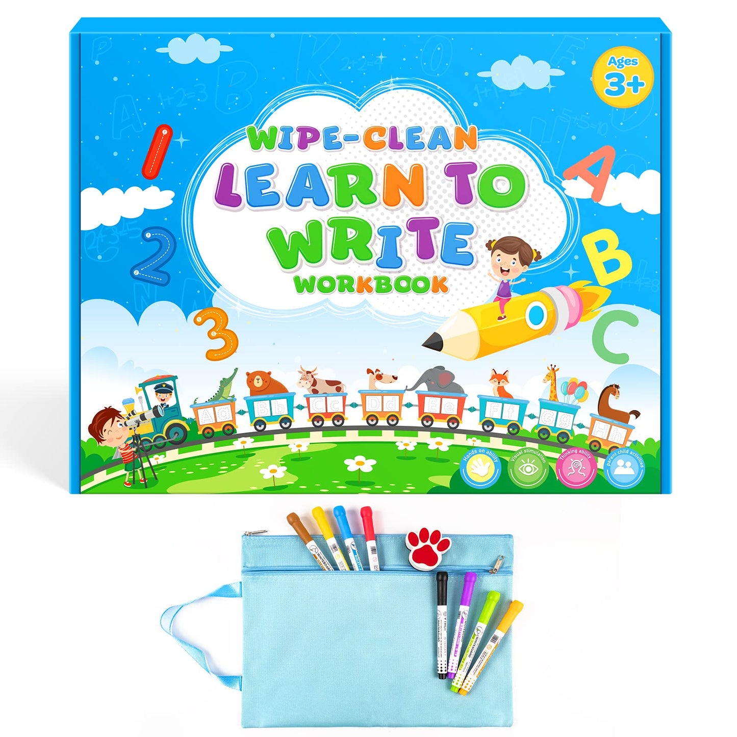 Toddlers Toys For 3+ 4 5 6 7 8 Year Old Boys Girls - Handwriting Practice Books Kindergarten Workbooks - Montessori Learning Toy