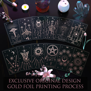 Acelion Original Tarot Card Set With Guide, 78 Pieces Of Tarot Cards With Gold Foil On The Surface, Fortune-Telling Game, Tarot