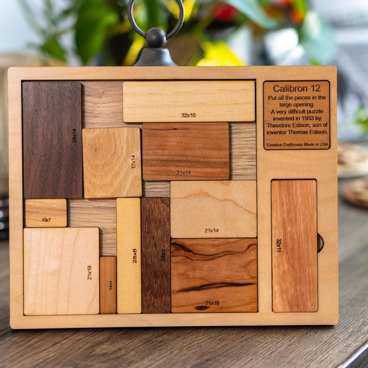 Creative Crafthouse Calibron 12 Wooden Puzzle - Hardest Brain Teaser for Adults & Teens - Natural Wood Colors
