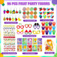 Blosssound 96 Pcs Fruit Party Favors Summer Fruits Theme Birthday Gifts Set Make a Fruit Sticker Stress Ball Slap Bracelet Glass