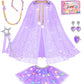 Dolnow Light Up Princess Dress Up Clothes For Little Girl, Princess Dresses Princess Cape Crown Toys For 3 4 5 6 Girls