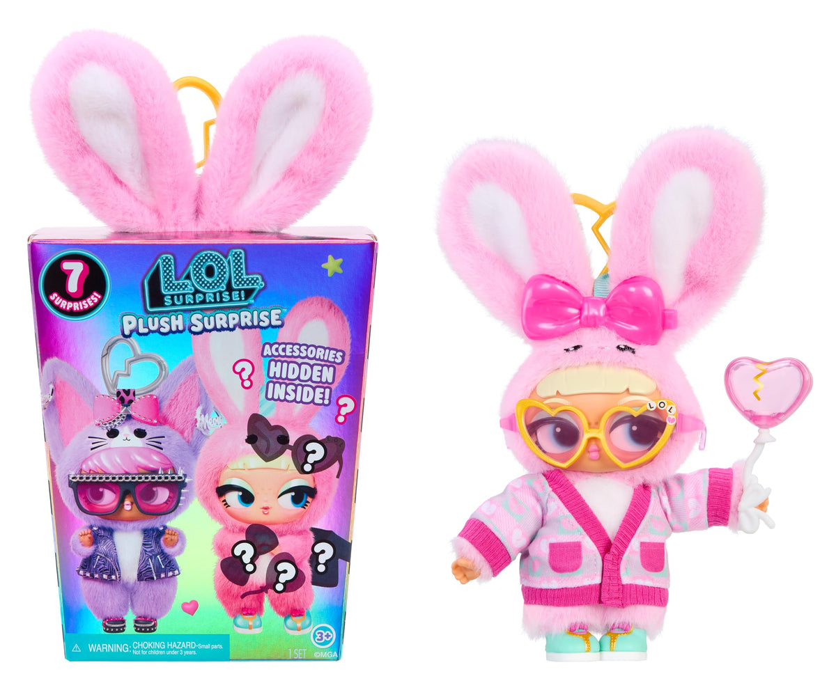 LOL Surprise Plush Surprise! CinnaBun Plush Doll with Hidden Fashions, OntheGo Play, 7 Total Surprises  Great Gift for Kids 