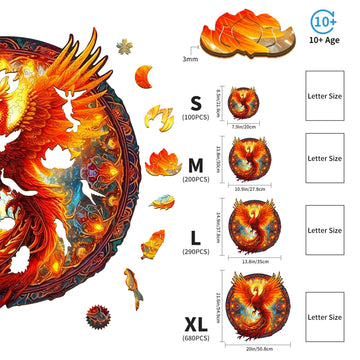 Woodemon Wooden Puzzles For Adults, 200Pcs Phoenix Wooden Jigsaw Puzzles Kids, (M-11.8 * 10.9In) Unique Shaped Animal Wood Puzzles Adults, Christmas Puzzles Xmas Gifts Birthday Family Games