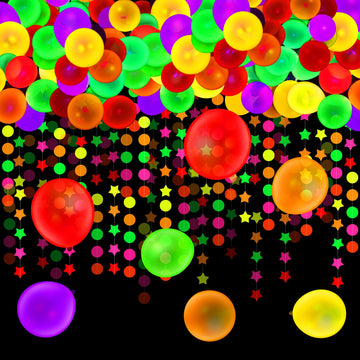 Sumind 100 Pcs Neon Balloon Arch Glow In The Dark Uv Black Light Balloon 53 Ft Neon Streamers Paper For Birthday Wedding Blacklight Party Supplies Reactive Fluorescent Balloon(Classic Style)