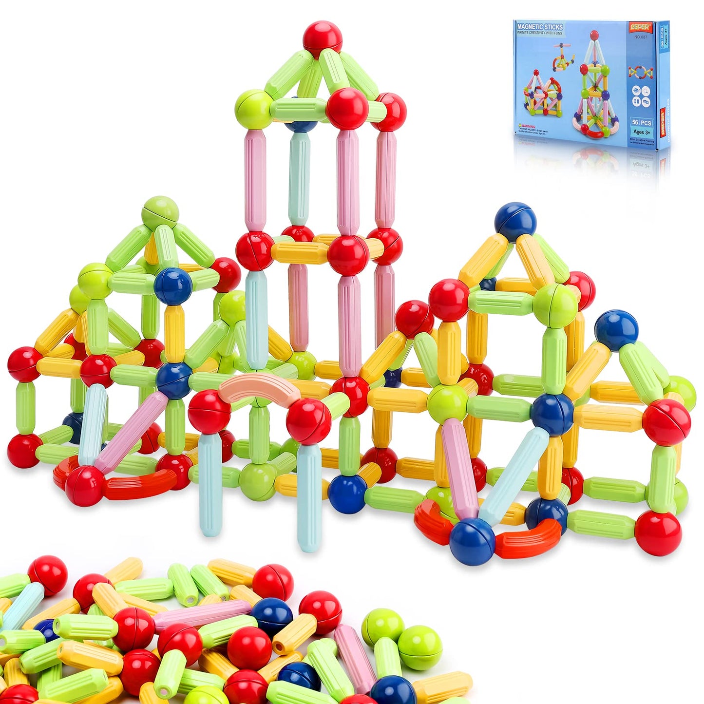 Geper Magnetic Building Blocks For Kids - Educational Toys For Toddlers And Preschoolers Ages 3 To 8 - Montessori Toys Gifts For