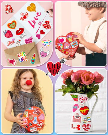 Benresive 300 Pcs Valentines Day Stickers For Kids Classroom, Cute Valentines Day Water Bottle Stickers, Party Favors Bulk, Gifts For Kids Classroom Pack