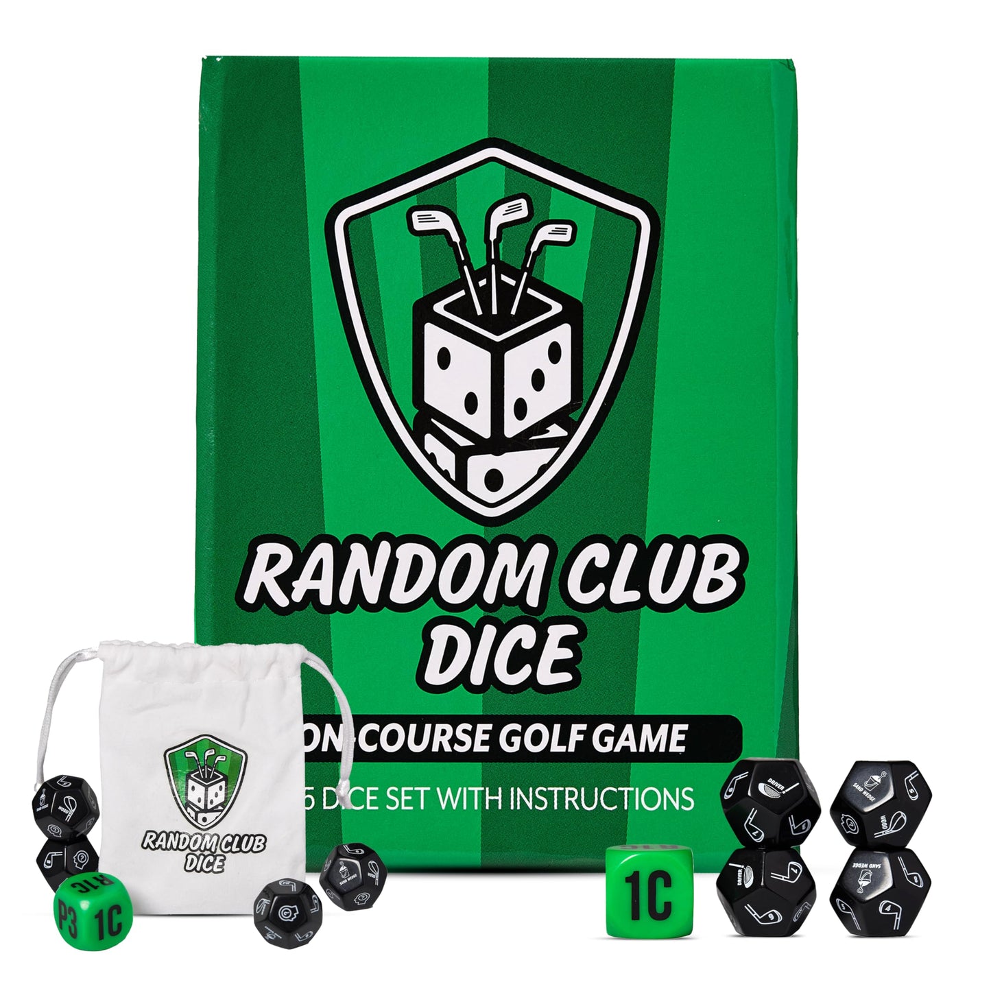 Random Club Dice On-Course Golf Dice Game - Fun Golf Dice Games Challenge for Golfers and Friends - Portable Dice Games On-Cours