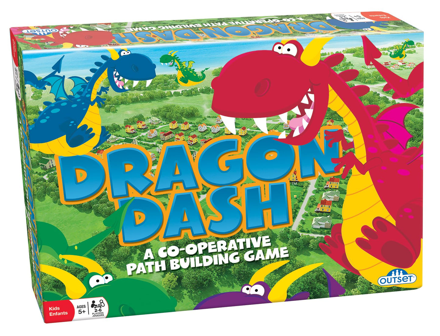 Outset Media Dragon Dash Board Game - Co-Operative Path Building for Ages 5+, Multicolor, 2-6 Players, Builds Social & Developmental Skills