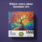Cross & Glory - The Eternal Tree Of Life - 1000 Piece Jigsaw Puzzle For Adults | Vibrant Rainbow Tree Puzzle | Meaningful Challe