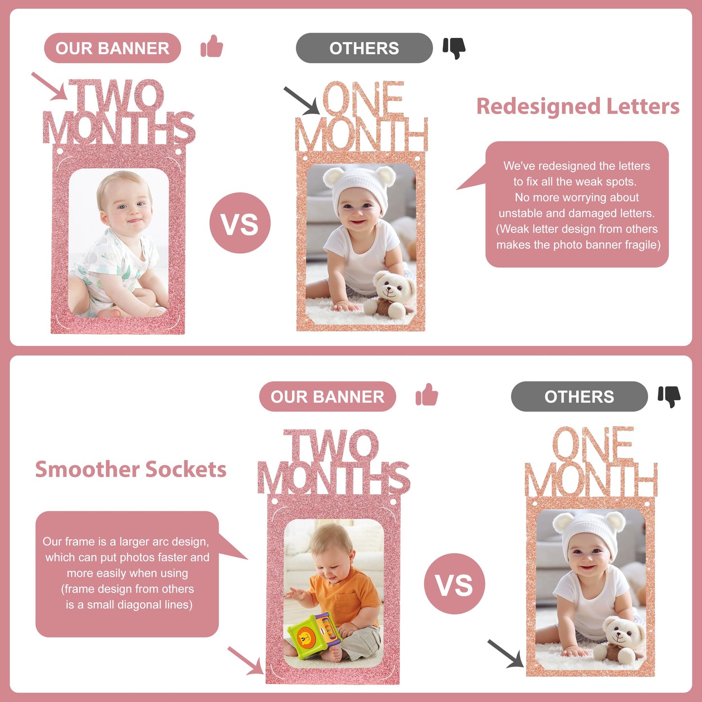 Crosize 1St Birthday Photo Banner Decorations For Baby From Newborn To 12 Months, Boy Or Girl Monthly Milestones Garland, One Ye