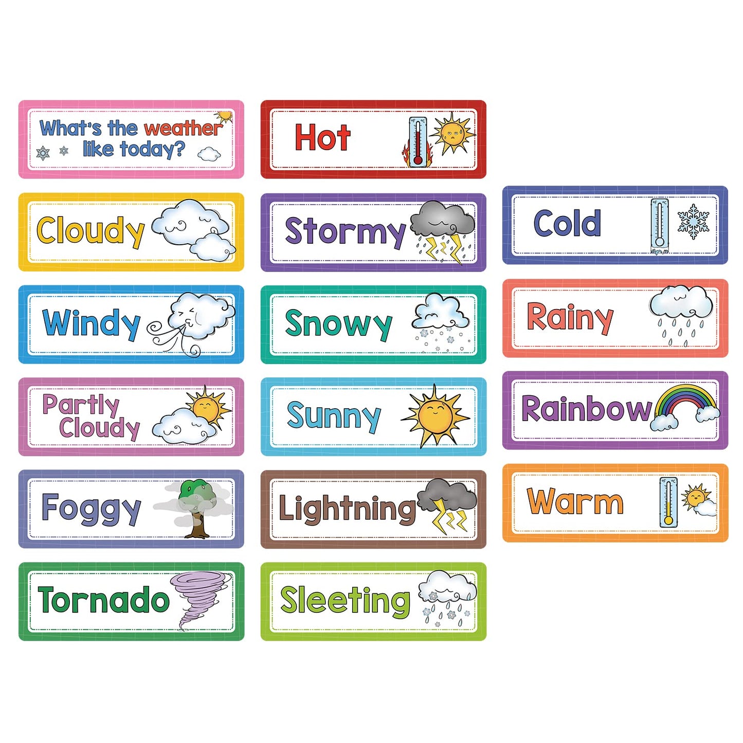 Lachilly 16 Pcs Weather Flash Cards, Headers Subject Titles For Bulletin Board Classroom, Montessori Learning Cards, Kids Educat