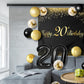 Happy 20Th Birthday Balloons Black Set Decor - Cheers To 20 Years Old Party Theme Garland Banner Backdrop Decorations For Women