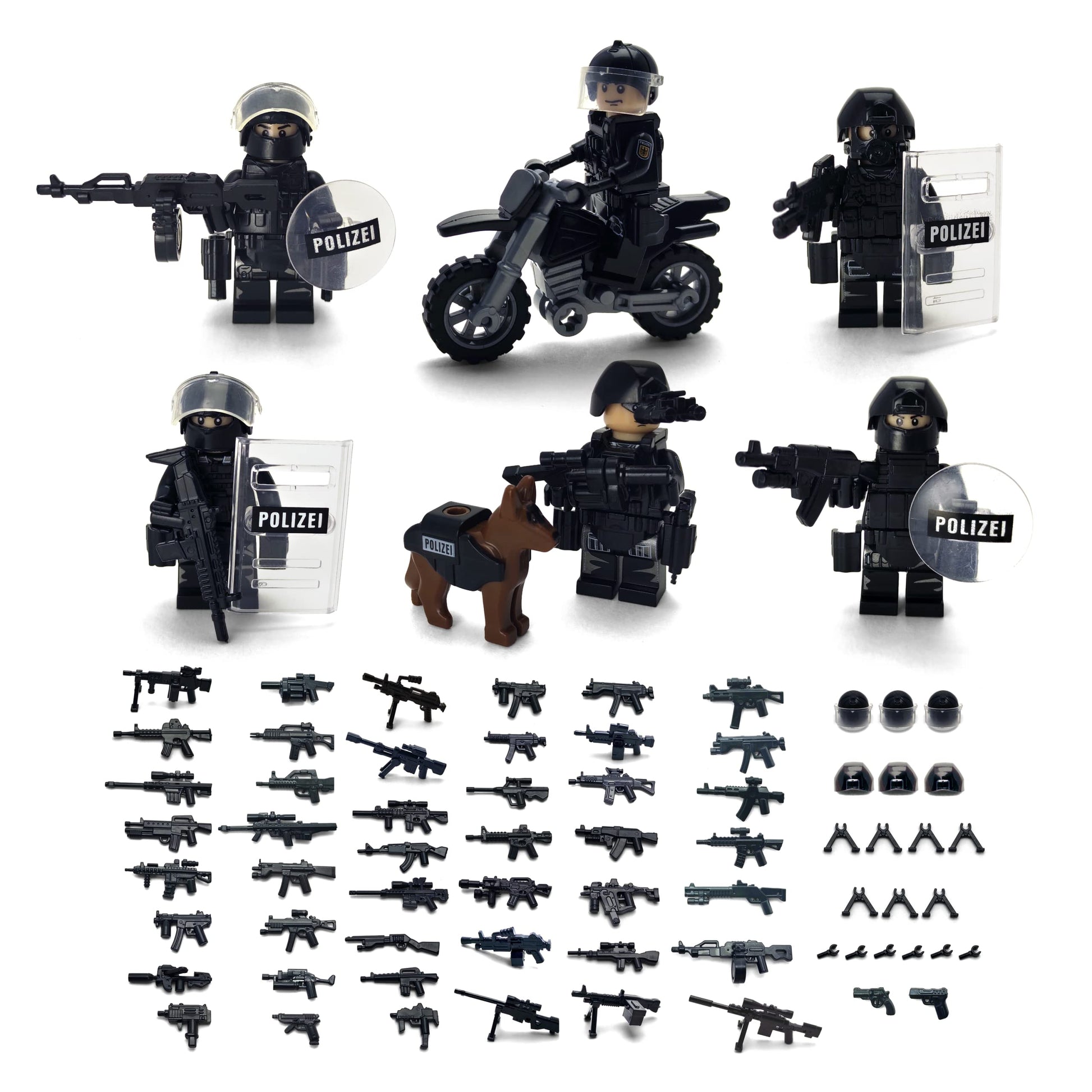Toysvill SWAT Military Police Building Block Kit for Kids | Motorcycle & Soldiers Minifigures (Classic Set of 6 PCS) with Dog  Modern  and Accessories Gift