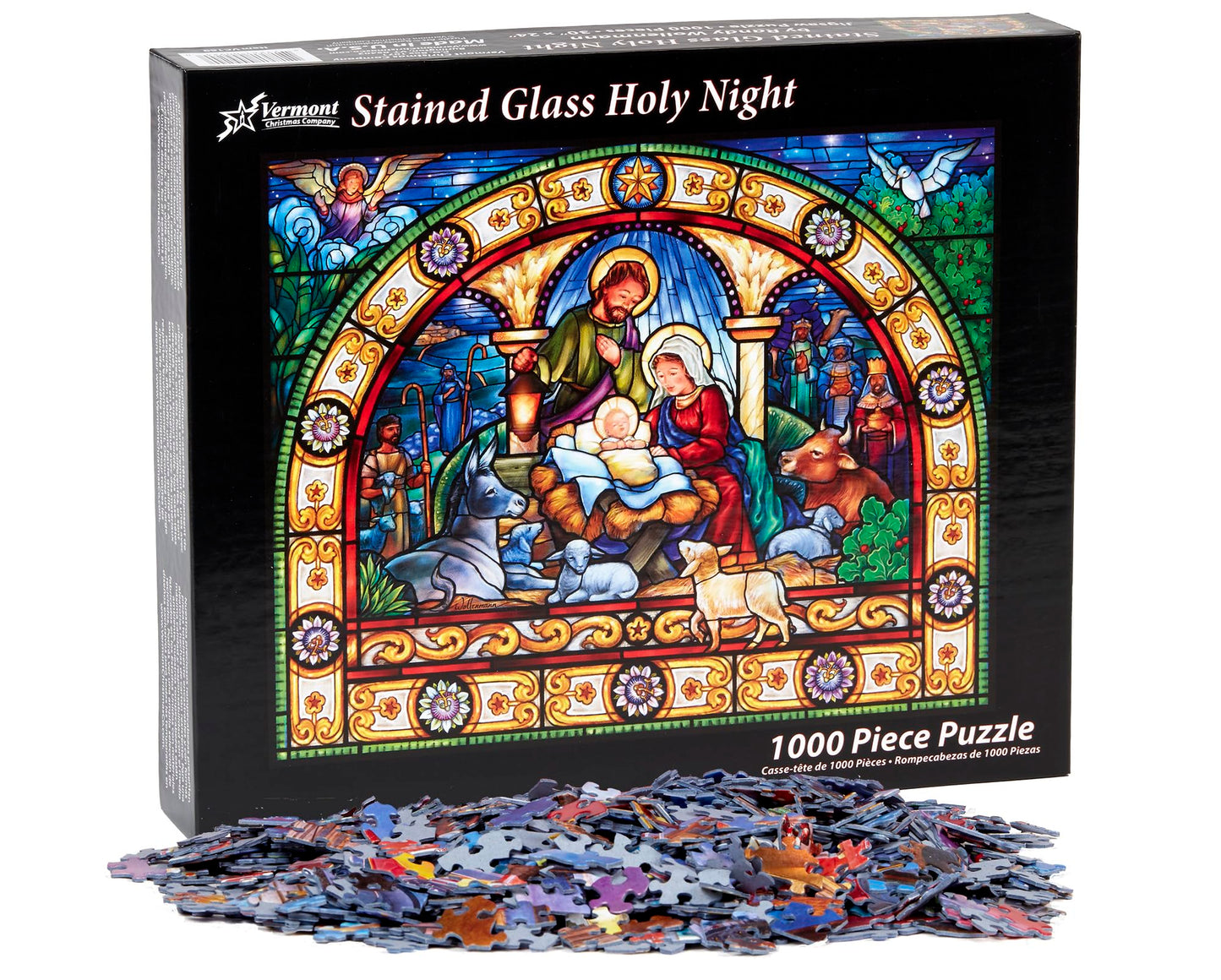 Vermont Christmas Company Stained Glass Holy Night Jigsaw Puzzle 1000 Piece