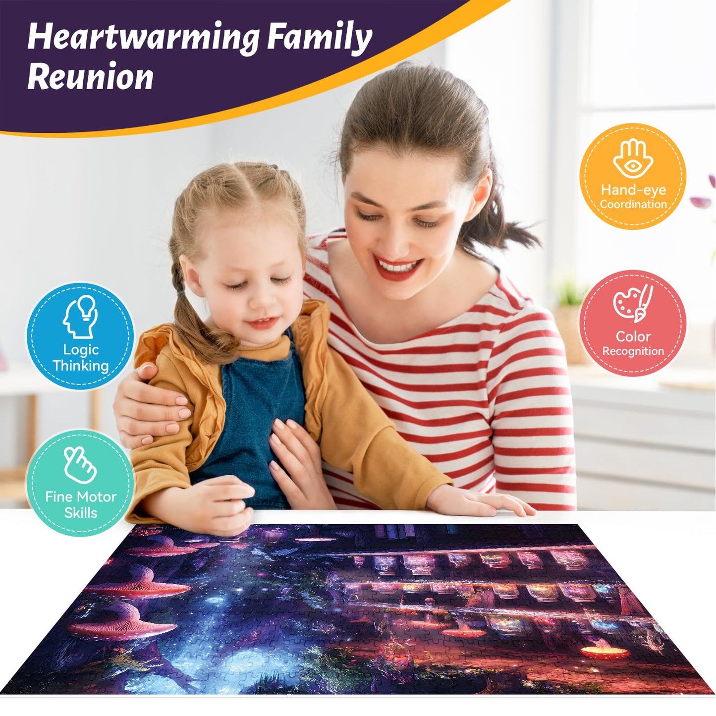 500 Piece Puzzle for mature-themeds - mature-themed Puzzles Fantasy Mushroom Jigsaw Puzzle  Jigsaw Puzzles for mature-themeds 500 Pieces with Poster & Storage Bag  Relaxing Puzzle Gift  20.5  x 15