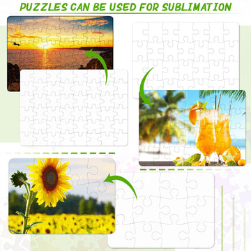Sumind 10 Sets Blank Sublimation Puzzle Jigsaw Rectangle Heart Shaped White Diy Custom Puzzle Heat Press Thermal Transfer Pearl(A5-28/12/48 Rectangle)