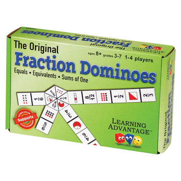 Learning Advantage The Original Fraction Dominoes | Homeschool Learning Fraction Game | 45 Dominoes | Math Manipulative For Kids | Teach Equivalents, Addition And Subtraction