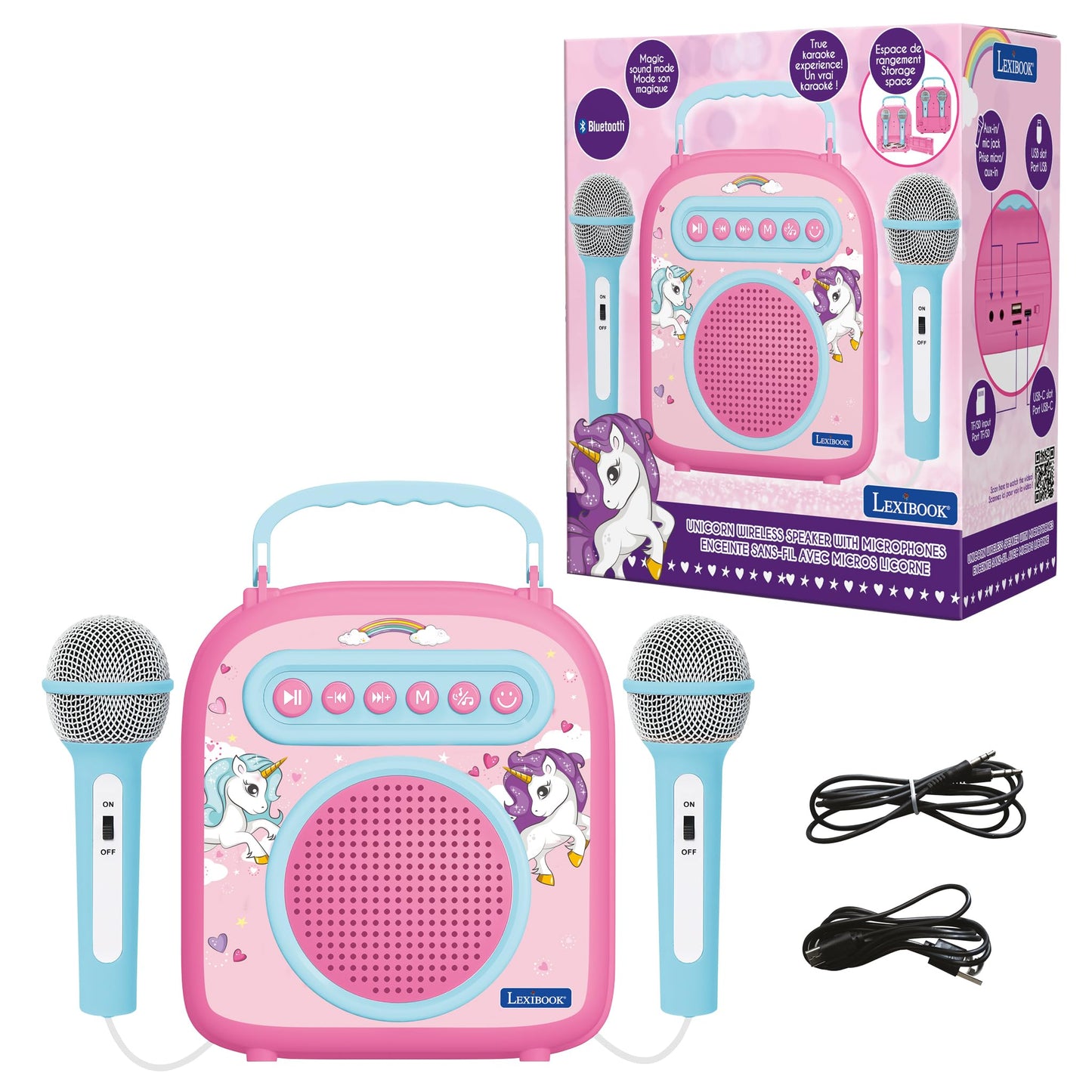 Lexibook Secret Portable Microphone, Aux-In Jack, Tf/Sd Input, Karaoke Function, Pink, Btc050Uni