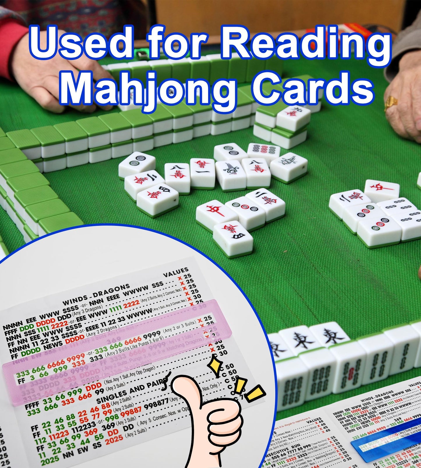 QANIUOS Mahjong Line Finder, 2 Pack Mahjong Rules Reader, Acrylic Card Rules Helper for Mahjong Players Accessories and Gifts(Pi