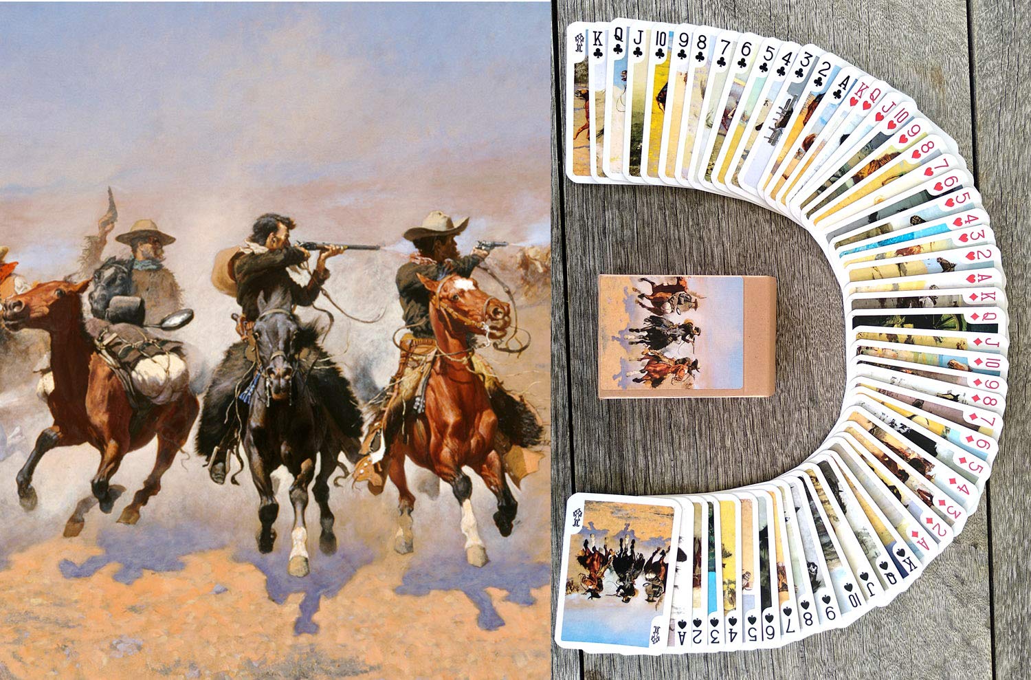 Flonzgift Wild West Playing Cards (Poker Deck 54 Cards All Different) Vintage Western Pioneers Indians Cowboys Wild West
