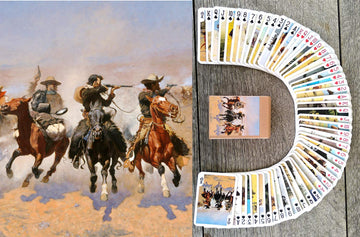 Flonzgift Wild West Playing Cards (Poker Deck 54 Cards All Different) Vintage Western Pioneers Indians Cowboys Wild West