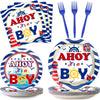 25 Guests Nautical It'S A Boy Baby Shower Party Supplies Decorations Ahoy Nautical Party Disposable Plates Napkins Tableware Din