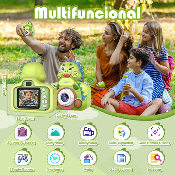 Bistfy Kids Camera 48Mp And 1080P Hd Digital Selfie Video Camera For Kids Age 3-12 Year Old Boys And Girls, Ips Screen With 32Gb