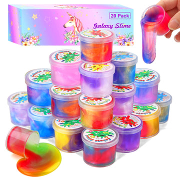 20 Pack Galaxy Slime, Slime Party Favors For Kids Slime Goodie Bag Easter Basket Stuffers Birthday Gifts Class Prizes Girls Boys Adults Stress Relief Toys Super Soft Non-Sticky Putty