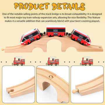 Liliful Wood Train Track Expansion Wooden Train Track Accessories Wooden Train Bridge for Most Major Toy Trains Railway