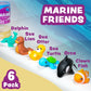 Tub Works® Marine™ Mold Free Bath Toys, 6 Pack | Sealed, No Hole Bath Toys Design Keeps Moisture Out | Soft, Squeezable & Float On Water | Easy-Grip Baby & Toddler Bath Toys | Great Baby Pool Toys