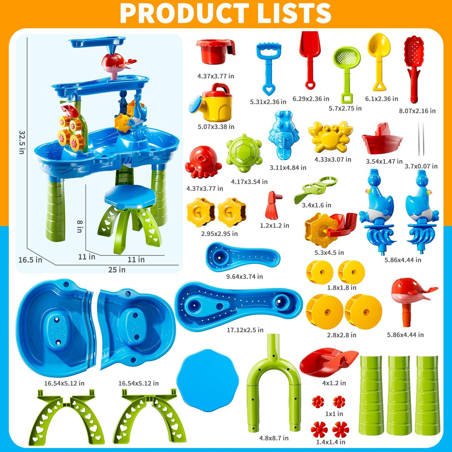 3-Tier Kids Water Table For Toddlers Kids Ages 3-5 4-8, Summer Outdoor Water Table Beach Kids Toys, Toddler Sensory Activity San
