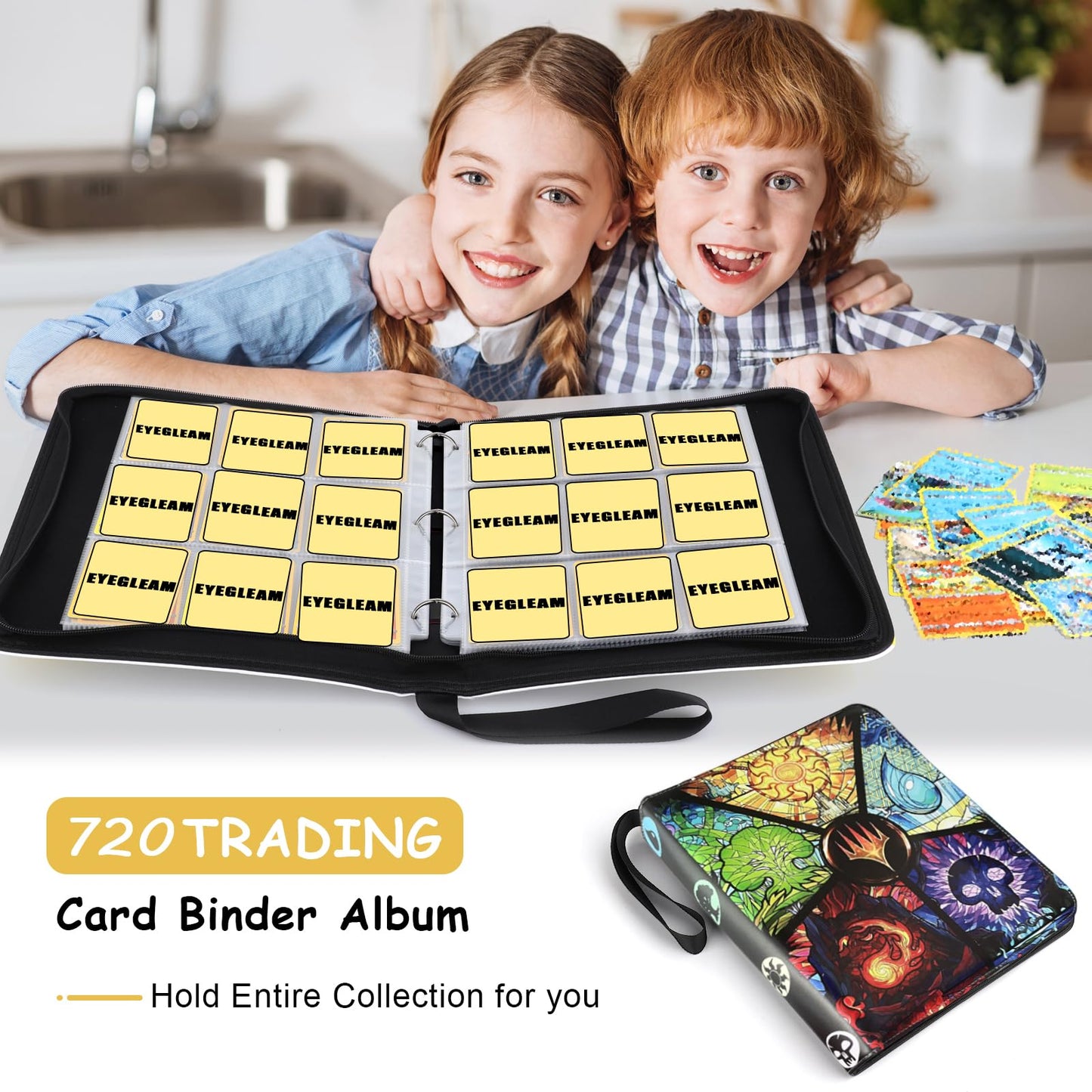 EYEGLEAM Card Binder for MTG/TCG 9 Pocket Trading Card Binder for YGO/PTCG Holds 720 Cards Collector Card Album for Standard Game Cards Toys Gifts
