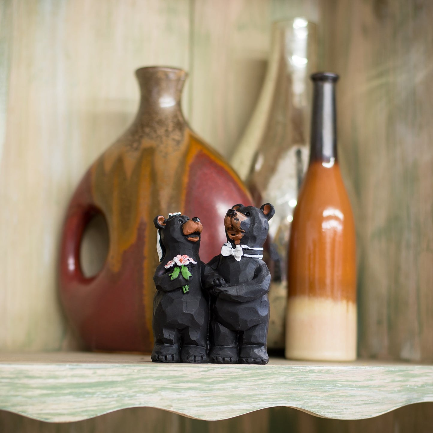 Slifka Sales Co. Wedding Bear Couple 3.5 X 2.5 X 4 Inch Resin Crafted Tabletop Figurine