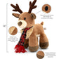 Plushible Plush Reindeer Stuffed Animal - Holiday Deer Characters With Antlers Toy For Girl, Boy, Baby, And Toddler - Christmas