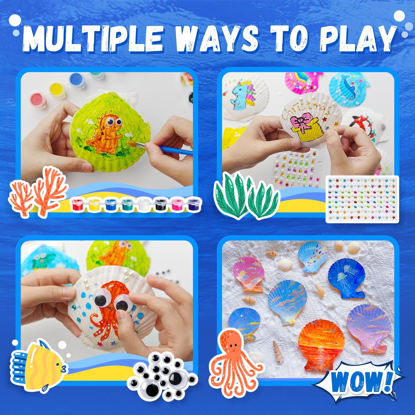 Eleanore s Diary Kids Sea Shell Painting Kit, Glow in The Darkness Painting Crafts for Boys Girls, Creative Art Activities Toys