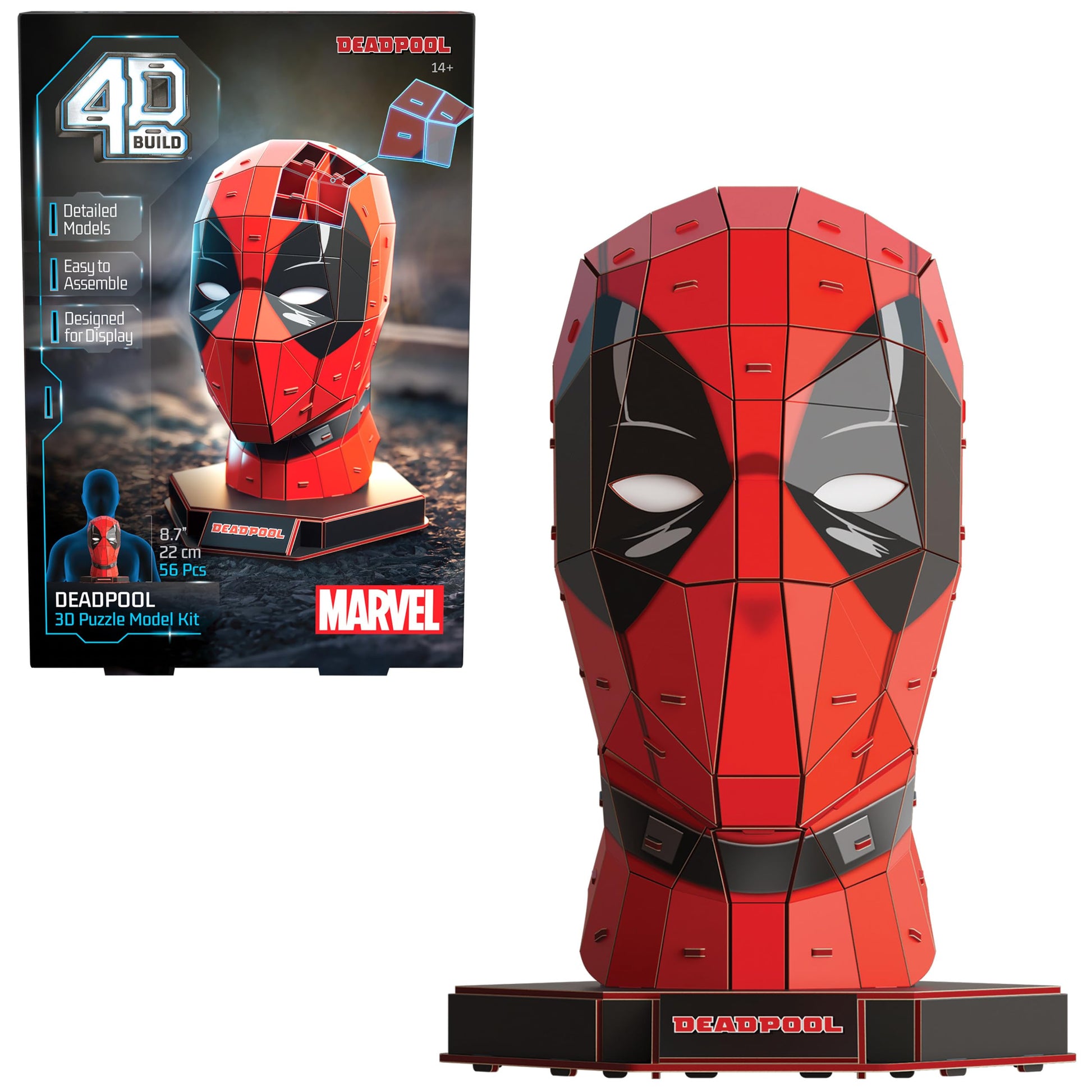 4D Build  Marvel Deadpool 3D Model Kit with Stand  Deadpool Collectibles & Desk D?cor  mature-themed Puzzle  Building Toys  3D Puzzles for mature-themeds & Teens  56 Pieces  for Ages 12 & Up