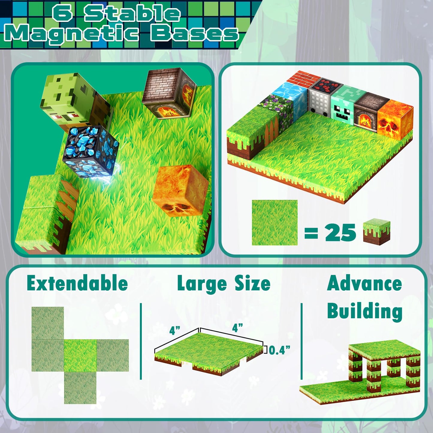 200PCS Magnetic Building Blocks with 6 Baseplate  Magnetic Blocks Cubes for Kids Ages 4-8  Stacking Magnet Blocks STEM Building Toys for Boys Girls Ages 3 4 5 6 7 8-12 Birthday Gifts