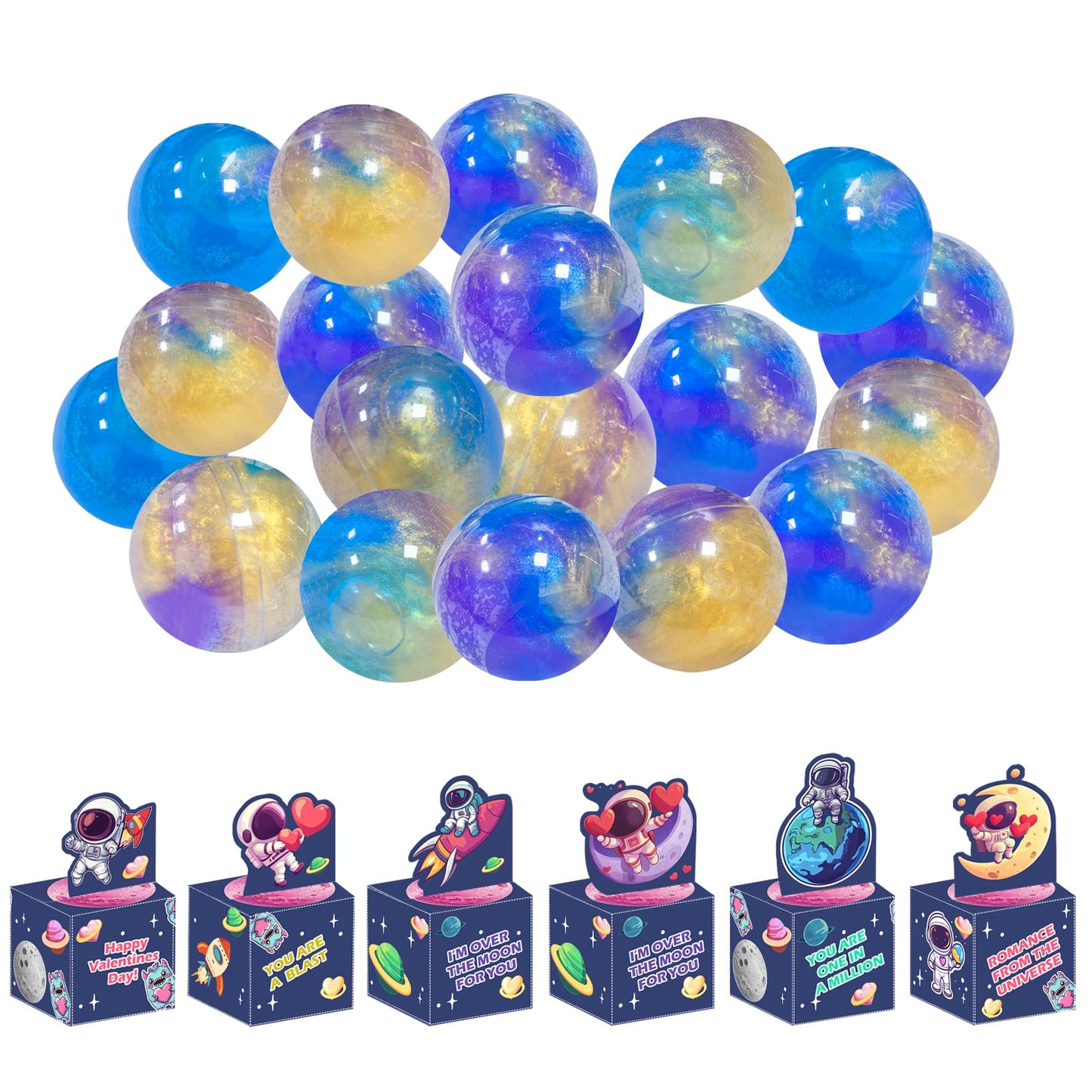 Holydeck 24 Pack Galaxy Slime Gifts for Kids - Multicolor PVA Stress Relief Toys with Greeting Cards for Valentine's Day Party Favors